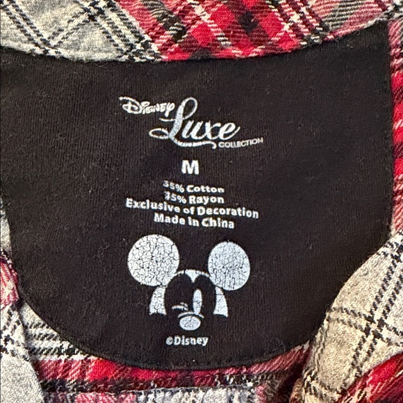Disney Luxe Collection Plaid Flannel Pajama Nightgown Sleep Shirt Mickey - Picture 6 of 9